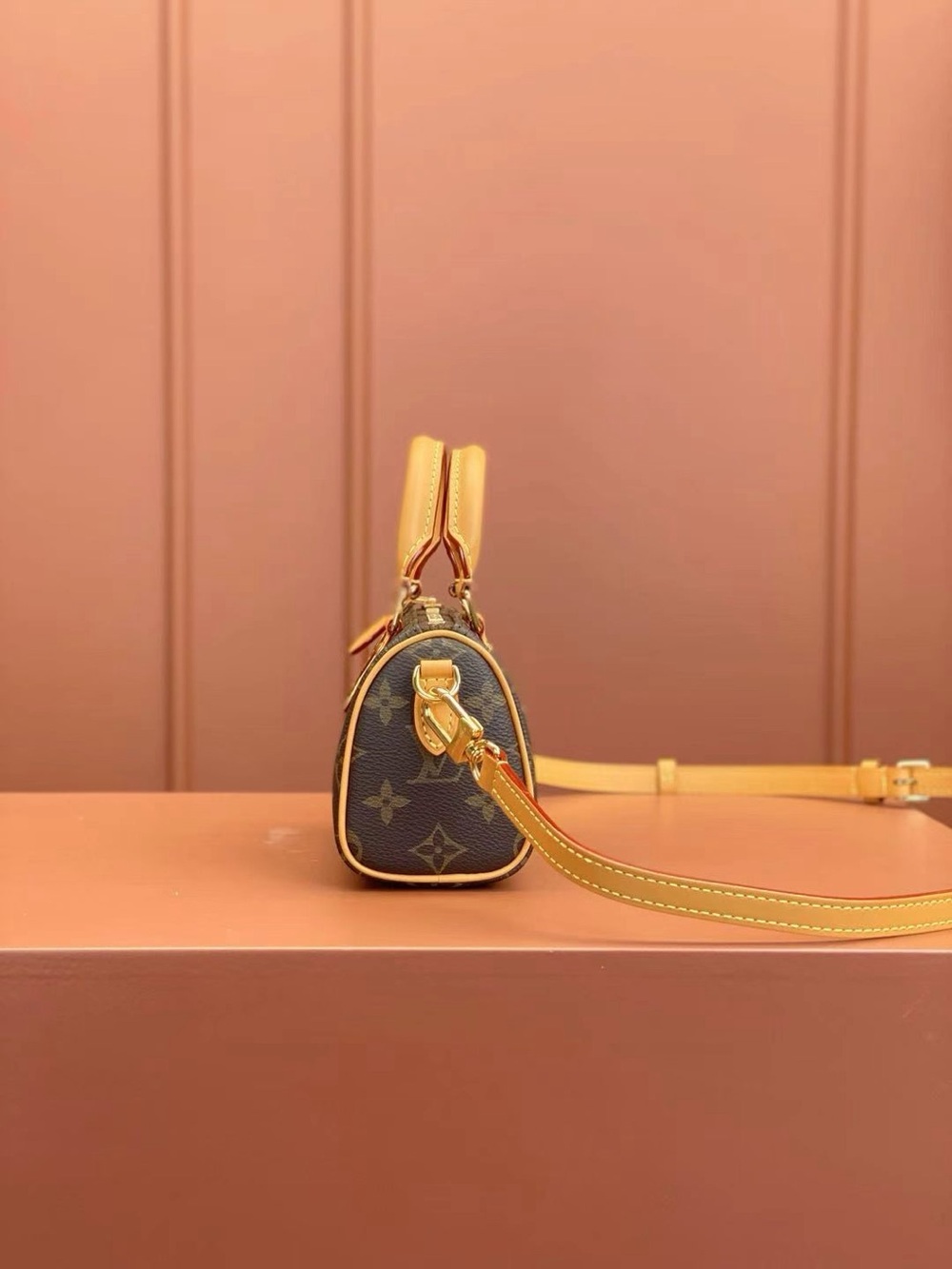 Louis Vuitton Nano Monogram Mini Barrel Bag in Brown and Tan Leather Trim - Picture 3 of 4